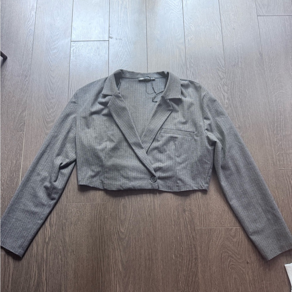 Zara Gray Cropped Blazer